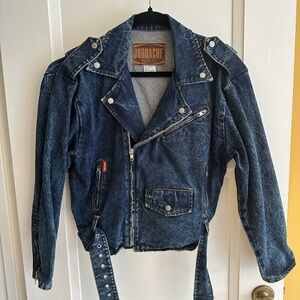 Jordache Women's Dark Blue Denim Moto Jacket - Size S